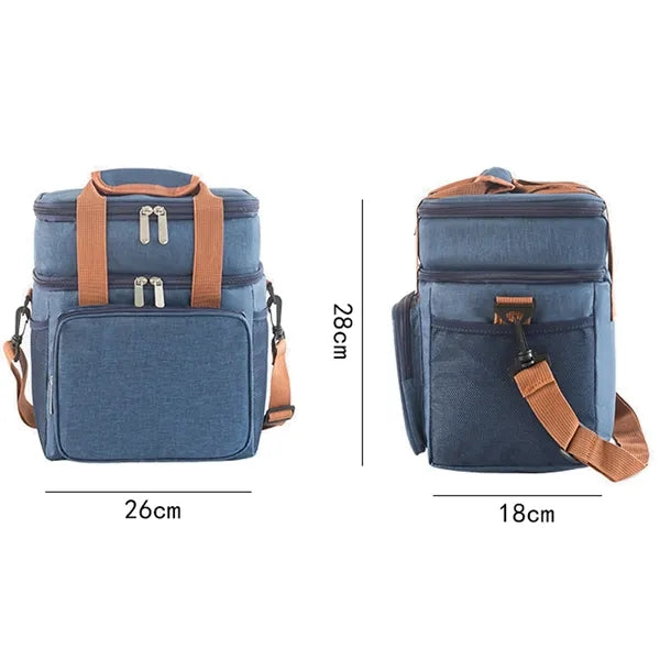 Dual Compartment Insulated Lunch Bag Cross Body Cooler Tote