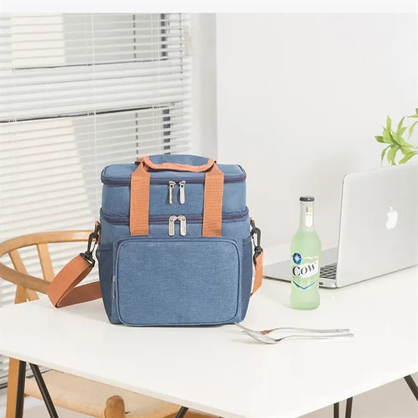 Dual Compartment Insulated Lunch Bag Cross Body Cooler Tote
