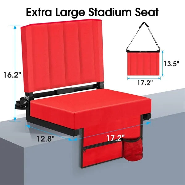 Thick Padded Foldable Stadium Seat with Shoulder Strap