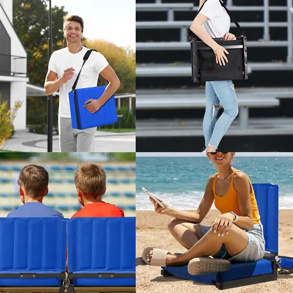 Thick Padded Foldable Stadium Seat with Shoulder Strap