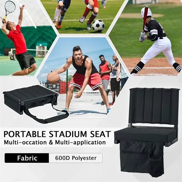 Thick Padded Foldable Stadium Seat with Shoulder Strap