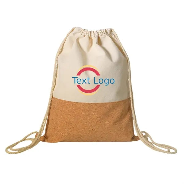 Natural Cotton Canvas Cork Drawstring Bag