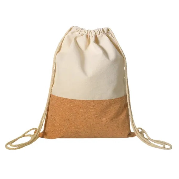 Natural Cotton Canvas Cork Drawstring Bag