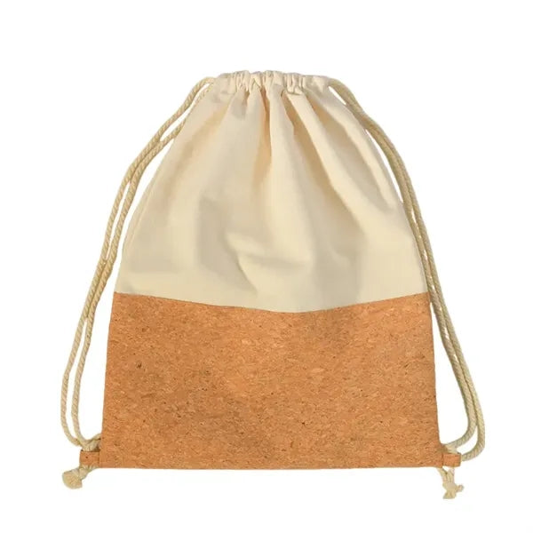 Natural Cotton Canvas Cork Drawstring Bag