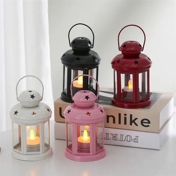 Vintage Metal Candle Lantern with Handle