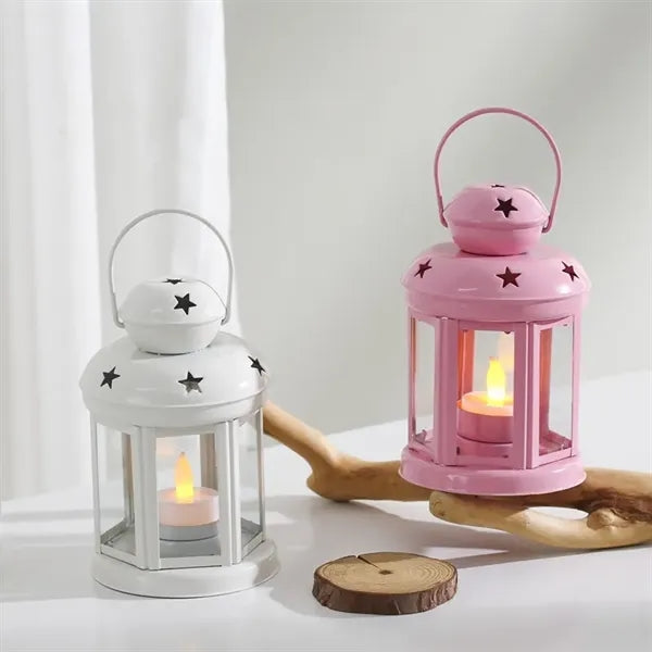 Vintage Metal Candle Lantern with Handle