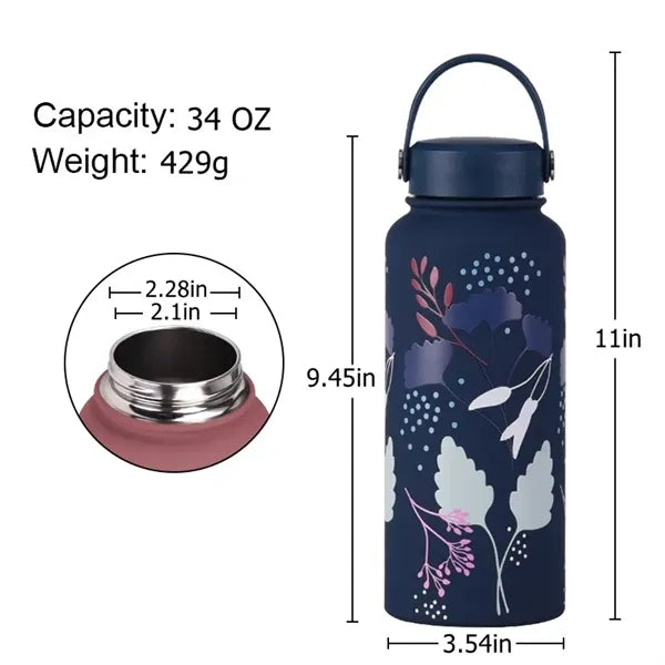34oz Wide Mouth Insulated Stainless Steel Water Bottle