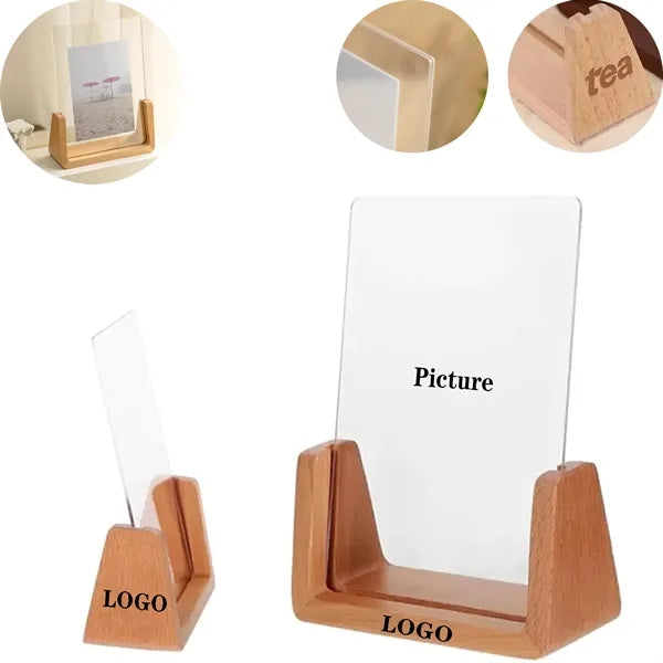 6 Inch Acrylic Picture Frame With Beech Wood Base