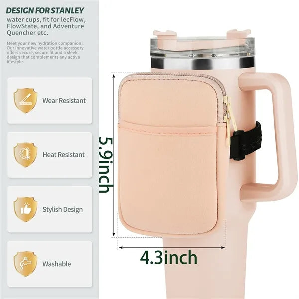 Adjustable Durable Water Bottle Bag With Pocket