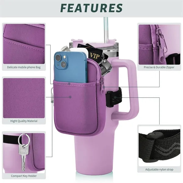 Adjustable Durable Water Bottle Bag With Pocket