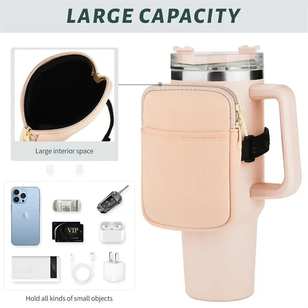 Adjustable Durable Water Bottle Bag With Pocket
