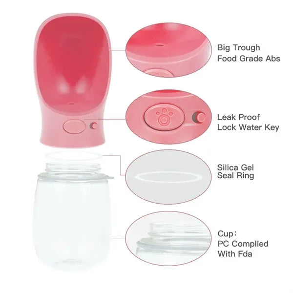 Portable Pet Outdoor Water Bottle With Drinking Bowl