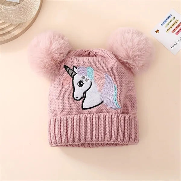 Girls Cozy Unicorn Fleece Knit Winter Beanie Cap