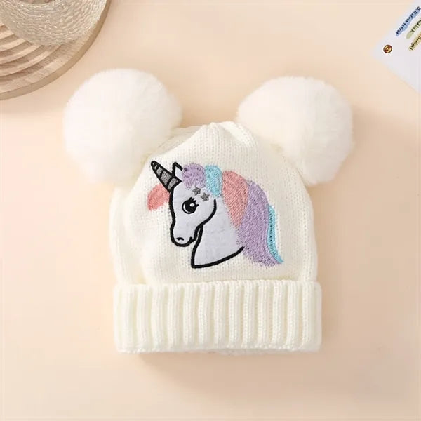 Girls Cozy Unicorn Fleece Knit Winter Beanie Cap