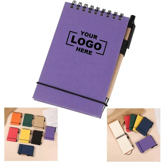 Portable Flip-top Pocket Notebook With Pen