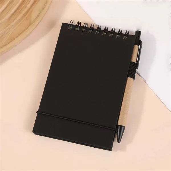 Portable Flip-top Pocket Notebook With Pen