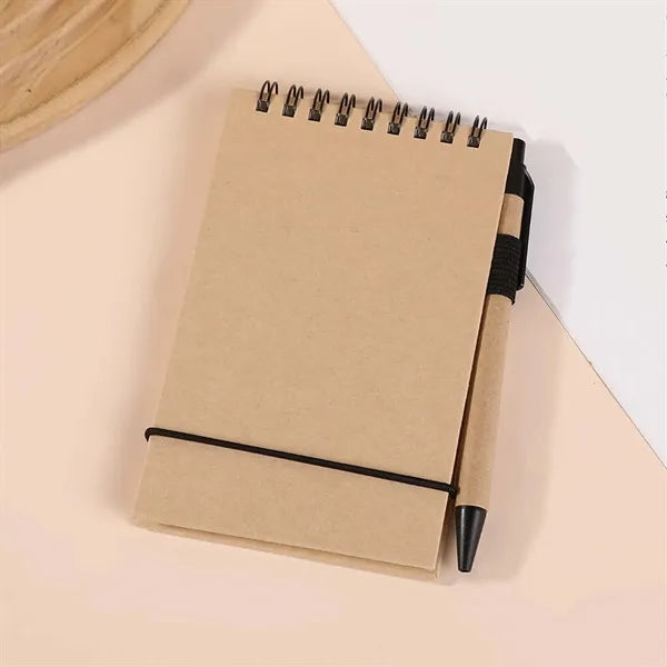 Portable Flip-top Pocket Notebook With Pen