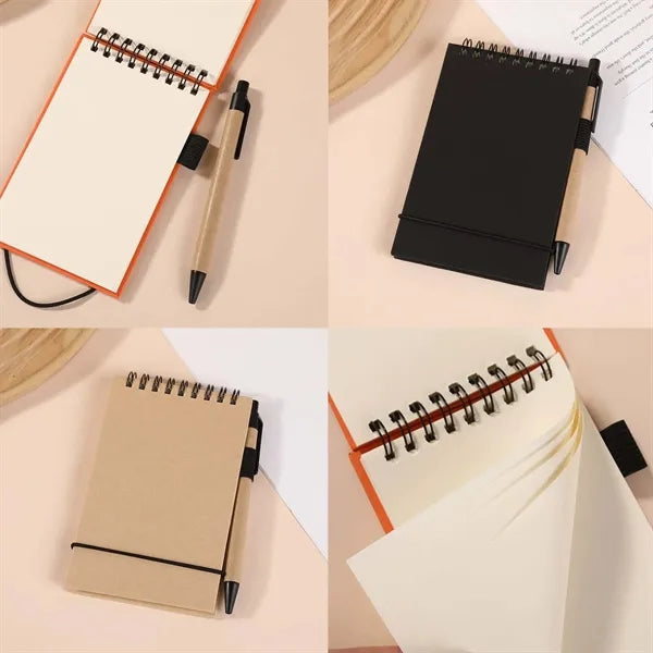 Portable Flip-top Pocket Notebook With Pen