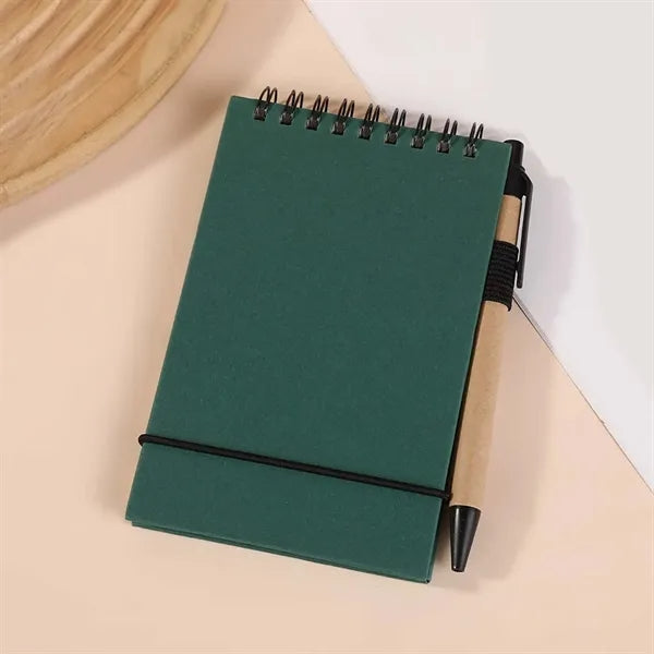 Portable Flip-top Pocket Notebook With Pen