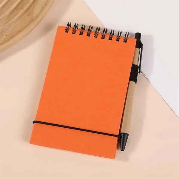Portable Flip-top Pocket Notebook With Pen