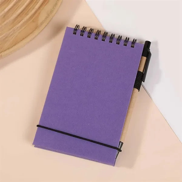 Portable Flip-top Pocket Notebook With Pen