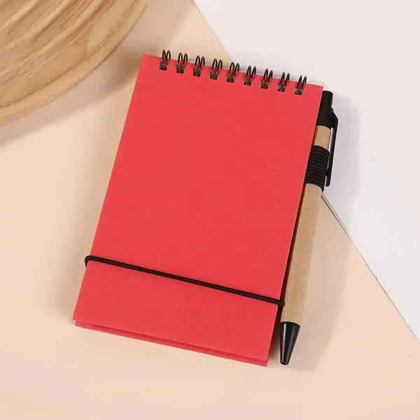 Portable Flip-top Pocket Notebook With Pen