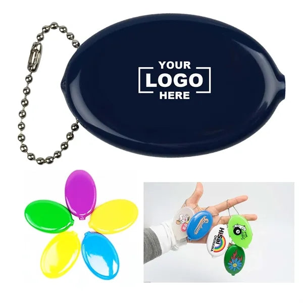 Oval PVC Coin Wallet W/ Keychain