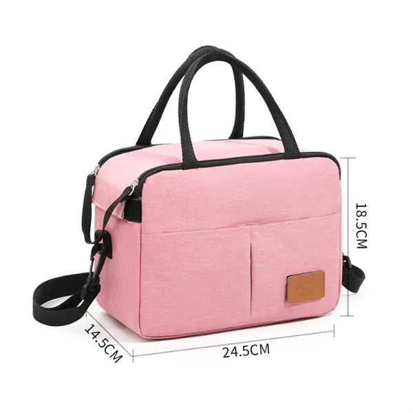 Double Layer Insulated Lunch Tote with Shoulder Strap