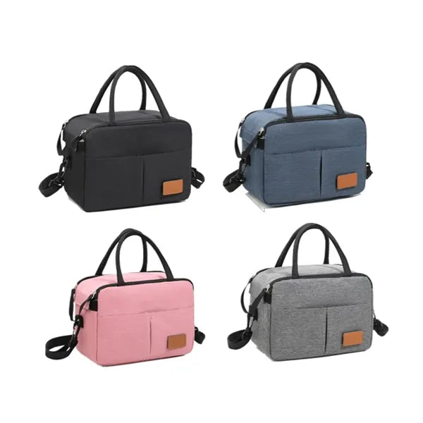 Double Layer Insulated Lunch Tote with Shoulder Strap