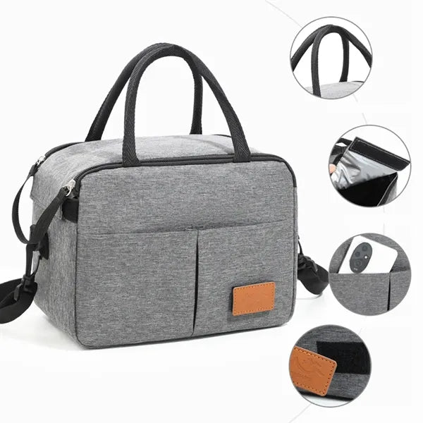 Double Layer Insulated Lunch Tote with Shoulder Strap