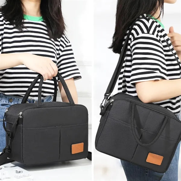 Double Layer Insulated Lunch Tote with Shoulder Strap