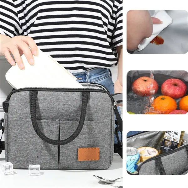 Double Layer Insulated Lunch Tote with Shoulder Strap