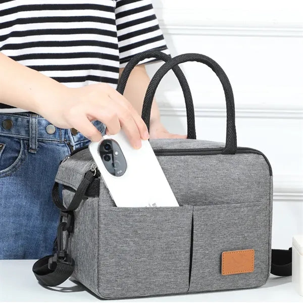Double Layer Insulated Lunch Tote with Shoulder Strap