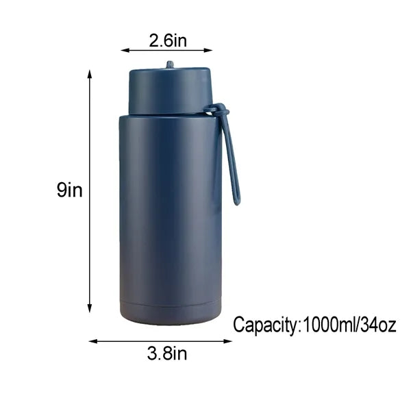 34oz Stainless Steel Sports Water Bottle With Handle