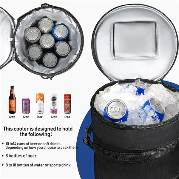 Collapsible Round Insulated Cooler Bag with Handle