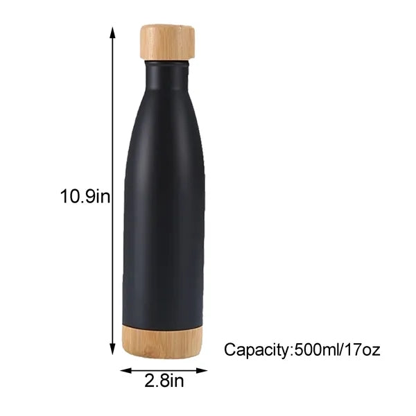 17 OZ Bamboo Lid Stainless Steel Water Bottle