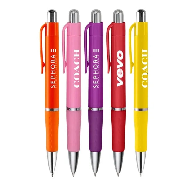 Rigid - Solid Colored Ballpoint Click Pen with grip