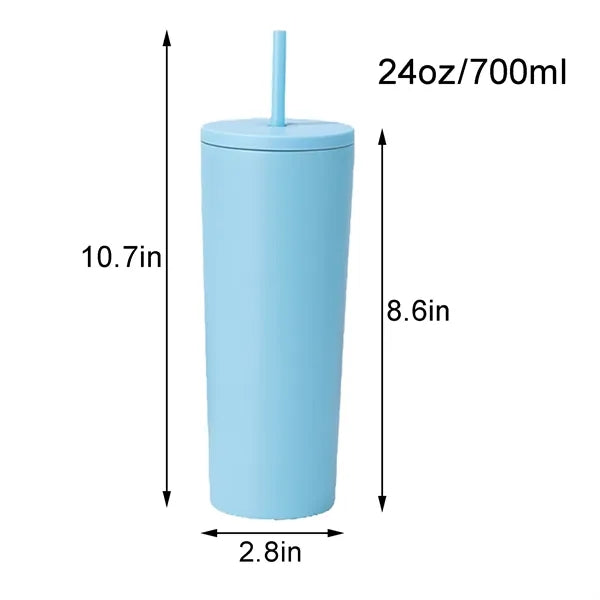 24 OZ Stainless Steel Thermos With Straw