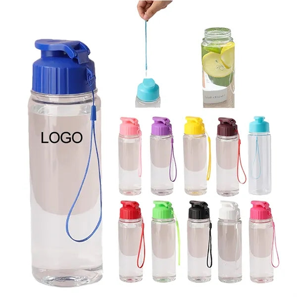 17OZ Transparent Flip-Top Plastic Water Bottle