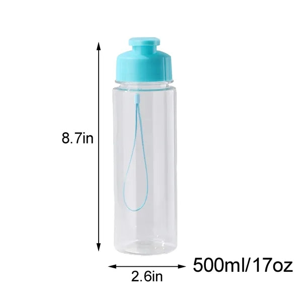 17OZ Transparent Flip-Top Plastic Water Bottle