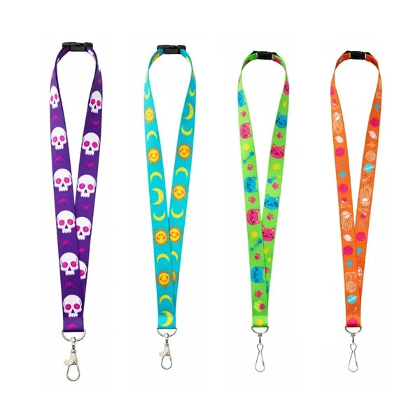 3/4" Full Color Polyester Lanyard W/ J Hook And Breakaway