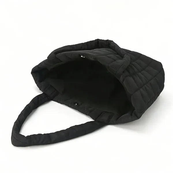 13in Black Women Puffy Tote Bag for Travel Work Gym
