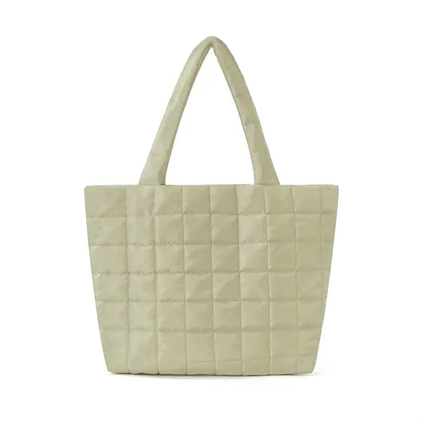 13in Black Women Puffy Tote Bag for Travel Work Gym