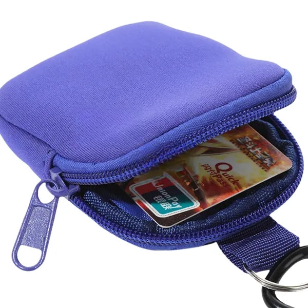Neoprene Mini Coin Pouch Purse with Carabiner