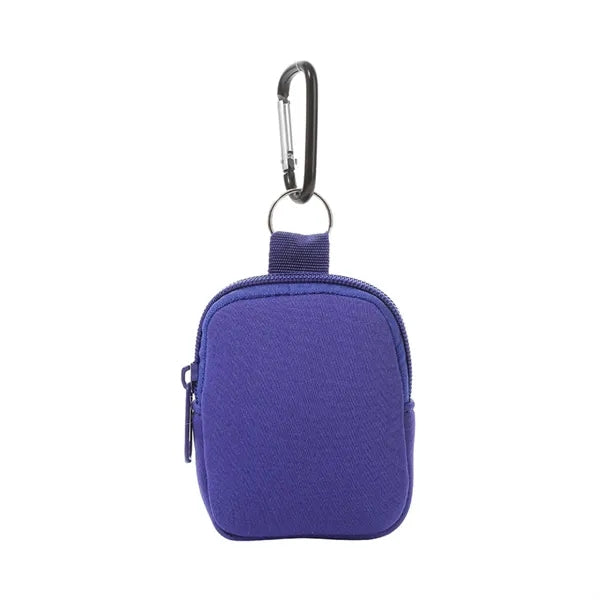 Neoprene Mini Coin Pouch Purse with Carabiner