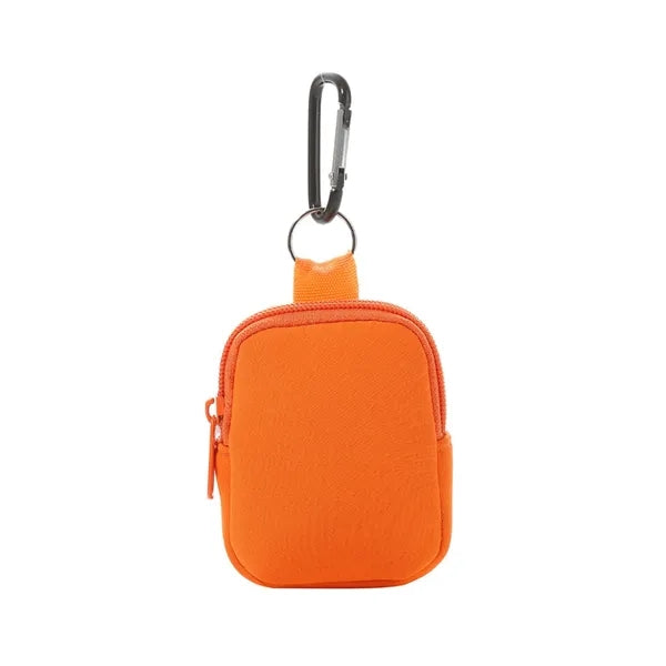 Neoprene Mini Coin Pouch Purse with Carabiner
