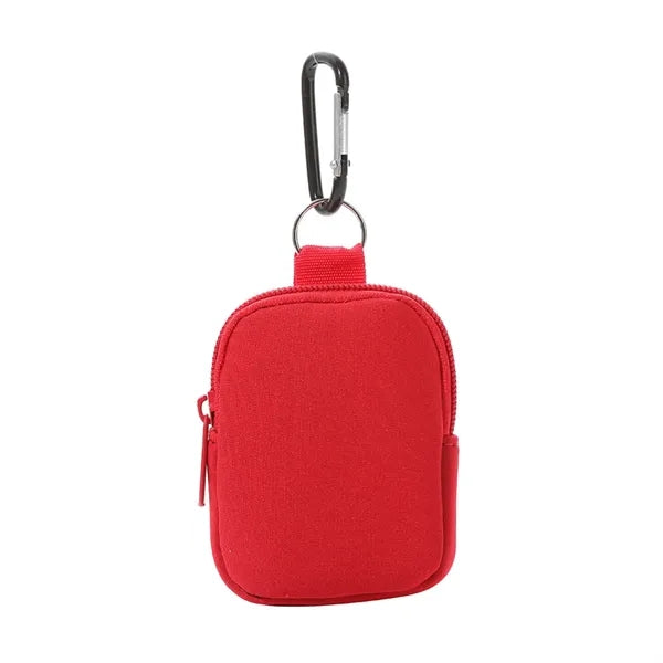 Neoprene Mini Coin Pouch Purse with Carabiner