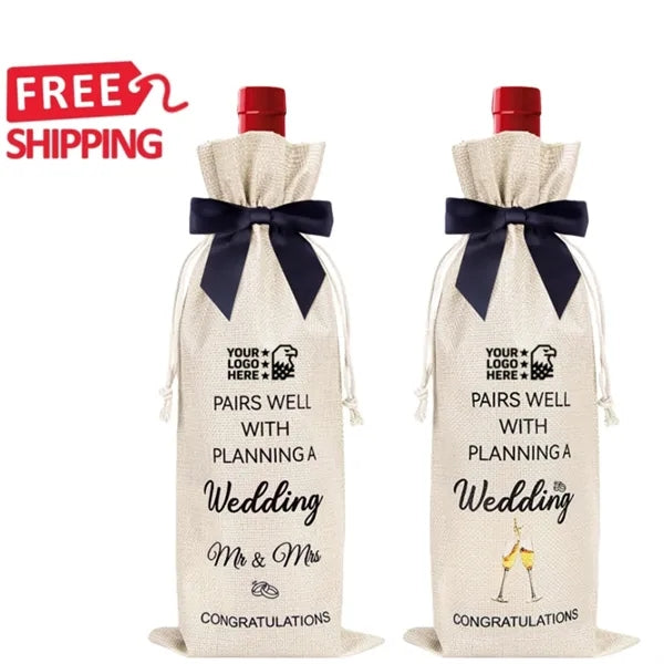 Engagement Wedding Champagne Gift Linen Wine Bags