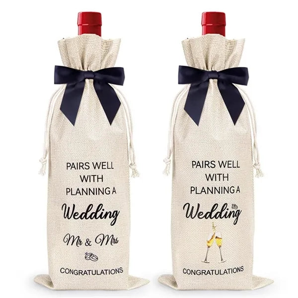 Engagement Wedding Champagne Gift Linen Wine Bags