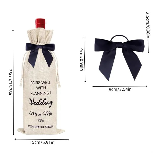 Engagement Wedding Champagne Gift Linen Wine Bags